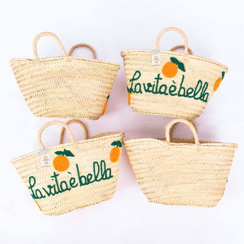La Vita È Bella Oranges Basket | Handwoven Summer Tote of Joy 🍊
